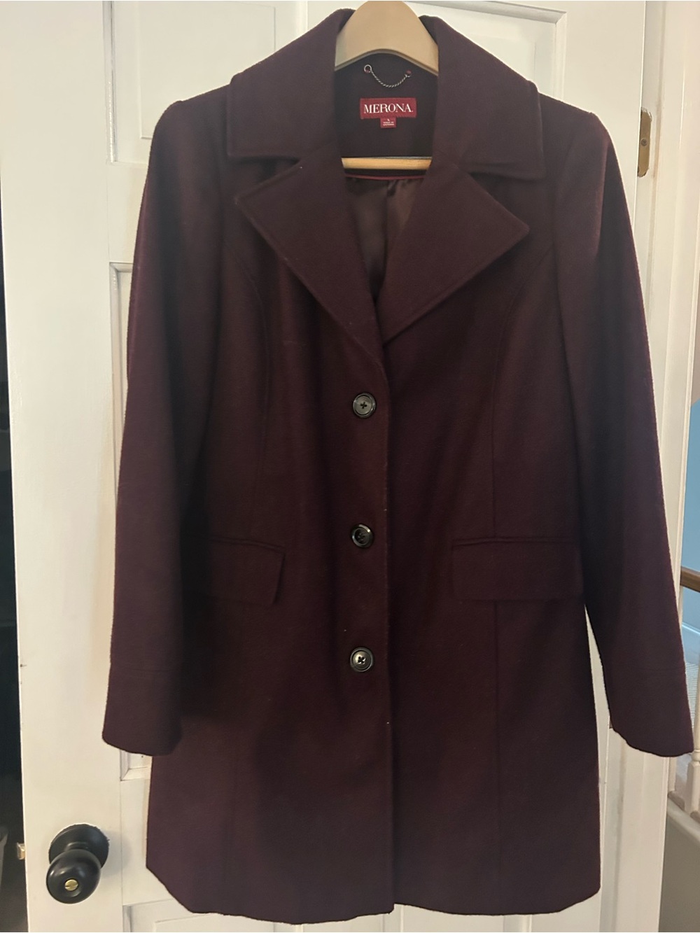 Merona Women's Burgundy Wool-Blend Pea Coat